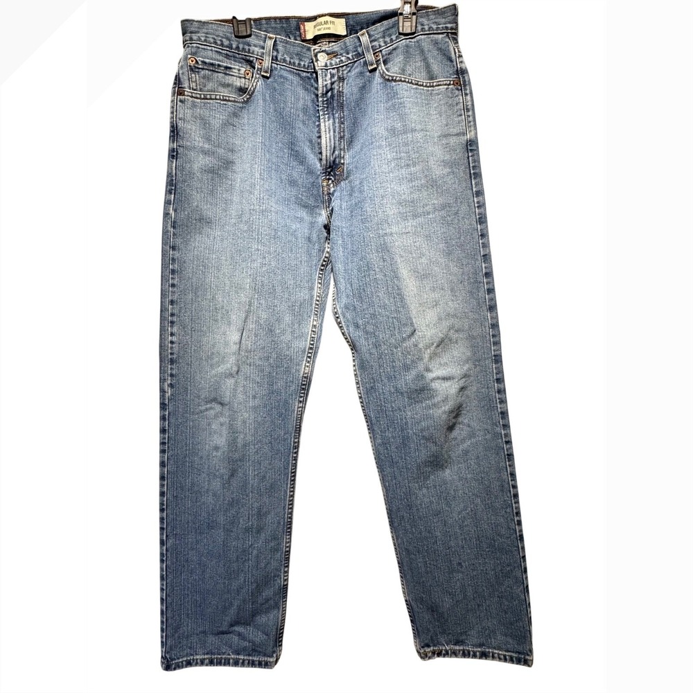 Levis 505 Regular Fit Jeans Light Wash Denim Pants Classic Mens Size 36x32‎ y2k - Picture 2 of 5